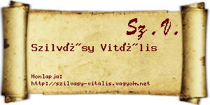 Szilvásy Vitális névjegykártya